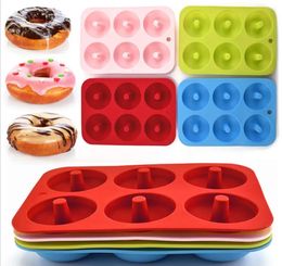 Silicone Donut Mould Baking Pan DIY Doughnuts 6 graid Mould Maker Non-stick Silicone Cake Mould Pastry Baking Tools Christmas