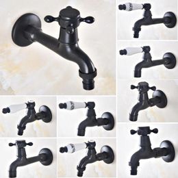 Bathroom Sink Faucets Black Brass Basin Faucet Kitchen Garden Taps Wall Mounted Lavatory Mop Water Tap Washing Machine