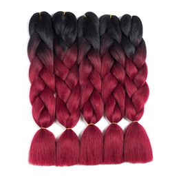 24 inch Jumbo Braiding Hair Extensions Kaneka Braiding Hair Pre Stretched Afro Ombre Multiple Tone Coloured Synthetic Hair For Box Twist Braids J2