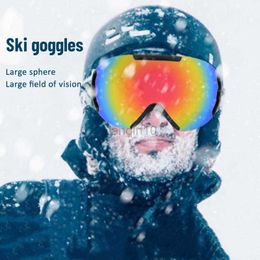 Ski Goggles Ski Glasses Large Spherical Double-layer Anti-fog Snow Goggles Snow Goggles Mountaineering Goggles Ski Skiing Eyewear Supplies HKD230725