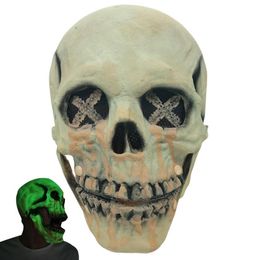 Halloween Headgear Scary Full Head Party Headgear Latex Full Head Cover With Moving Jaw Skeleton Facial Cover Cosplay Props