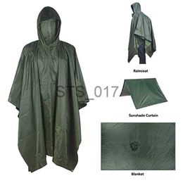 Raincoats Multifunctional Raincoat Military Waterproof Rain Coat Survival Poncho Outdoor Camping Tent Mat for Outdoor Hunting Hiking x0724