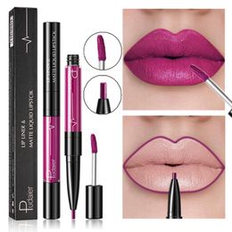 Lipstick 16 Colour Liquid Matte Red Lips Makeup Waterproof Long Lasting Nude Purple Lip Liner Pencil Matt Gloss 230725