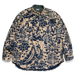Women's Down Parkas KAPITAL 21AW Japanese Style Virgin Mary Printing Fleece Loose Long Sleeve Shirt Jacket Loose Coat HKD230727
