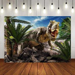 Background Material Dinosaur Tropical Jungle World Happy Birthday Party Photo Background Banner Decoration Baby Shower x0724