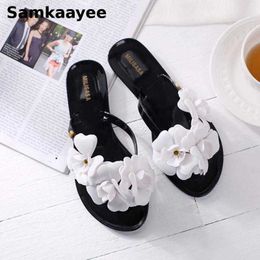 Slippers Size 36-40 Womens Flip Flops Summer Femmes Flower Flats Slippers Shoes Mujer Beach Sandals Bohemia Slides Soft Chaussures Y13 L230725