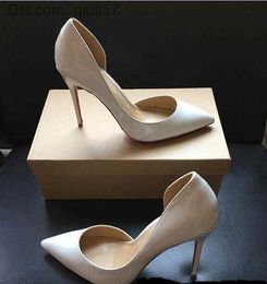 Dress Shoes 2019 fashion women Pumps Nude patent leather sexy lady Pointe toe high heels shoes size 33-44 12cm 10cm 8cm party shoes Z230725