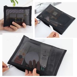 Cosmetic Bags Cases 1PCS Women Necessary Bag Transparent Mesh Zipper Organizer Fashion Small Large Black Toiletry Makeup Pouch Case 230725