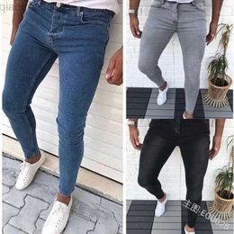 Men's Jeans Men's Jeans Man Solid Color Leisure Skinny Bound Feet Pants Slim Fit Denim Pant Casual Men Fashion Catchy Elasticity Jogger1 L230725