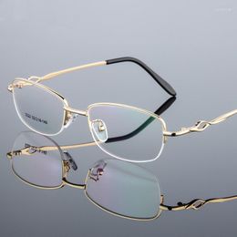 Sunglasses Frames Titanium Alloy Thick Gold Plating Half Frame Glasses Woman UltraLight Optical Myopia Presbyopia Female Eyewear Spectacles