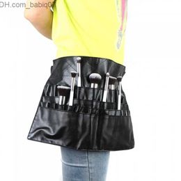 Makeup Brushes Black double row Makeup brush holder professional PVC apron bag artist with foldable Makeup brush Z230725