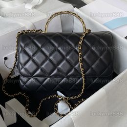 10A Mirror Quality Designers Small Flap Bag 24.4cm Luxurys Womens Handle Handbags Black Quilted Calfskin Purse Crossbody Shoulder Chain Strap Bag With Box