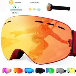 Ski Goggles ELAX Ski Goggles Men Snowboard Glasses Women Winter Outdoor Snow Sunglasses UV400 Double Layers Lens Anti-Fog Skiing Goggles HKD230725