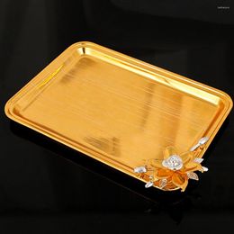 Plates Rectangular Tea Tray Multi-functional Storage Plate Metal Fruit Kitchen For Serving Square Table Cup Bread Eating