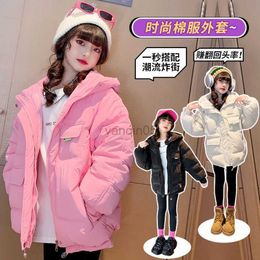 Down Coat Girls Cotton Hooded Jacket 2022 Winter New Children's Thick Large Pocket Kids Down Padded Overcoat HKD230725