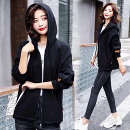 Women's Jackets Coat Women 2023 Spring Autumn Korean Style Loose Hong Kong Casual Outwear Hooded All-Match Top Female Overcoat