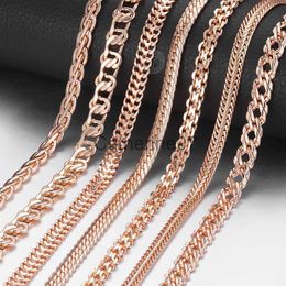 Pendant Necklaces Vintage Necklace For Women Men 585 Rose Gold Color Venitian Curb Snail Foxtail Link Chains Necklaces Fashion Jewelry 5060cm CNN1 J230725