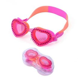 Goggles New Waterproof Children's Swimming Goggles Cartoon Heart Shape UV Fogging Proof Swim Training Glasses For Children Kids Gifts HKD230725