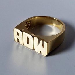 Wedding Rings Personalized Hip Hop Name Ring Unisex Rose Gold Plated Custom Digit Ring Cute Fashion Gift 230725