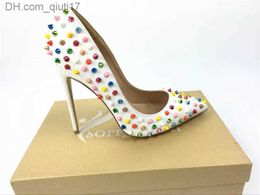 Dress Shoes Women Pumps Bottom High rivet Pointed Toe Sexy fine heel wedding shoes fashion high heels shoes 8cm 10 cm 12cm+box Z230725