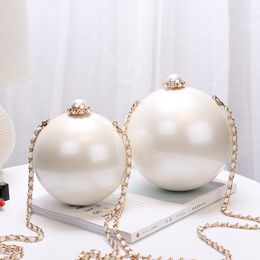 Evening Bags Pearl Acrylic Handbags Luxury Clutches Round Party Prom Purses Personality Wedding Wallets Chain 230725