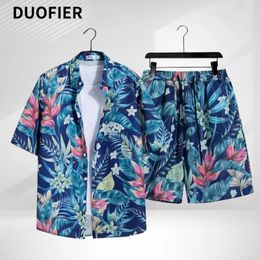 Mens Tracksuits Mens Sets Short Sleeve Hawaiian Shirt And Shorts Summer Printing Casual Beach Two Piece Suit Fashion Clothing 230724