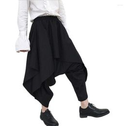 Men's Pants Men Fashion Irregular Laminated Design Harem Gothic Style Drop Crotch Trousers Mens Hip Hop Baggy Culottes Wide Leg