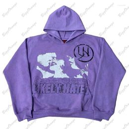 Men's Hoodies Purple Hoodie Vintage Y2k Plush Women's Original Street Sweatshirt 2023 Black Niche Fashion Streetwear Promo