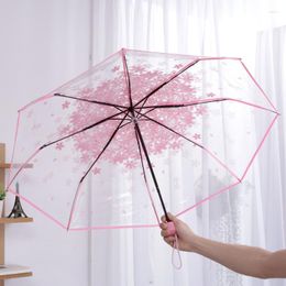 Umbrellas 8-Ribs Transparent Umbrella Automatic Women's Folding Parasol For Rain And Sun Windproof Women