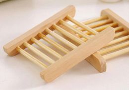Top Natural Bamboo Trays Wholesale Wooden Soap Dish Wooden Soap Tray Holder Rack Plate Box Container for Bath Shower Bathroom 100PCS