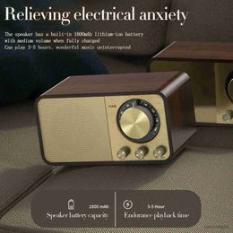 Portable Speakers Wooden Bluetooth-Compatible 5.0 Speaker Retro Classic Soundbox Stereo Surround Super Bass Subwoofer AUX FM For Computer PC R230725