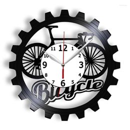 Wall Clocks Bicycle Colour Changing Light Bike Laser Cut Longplay Record Watch Clock Gear Vintage 12"Hanging Decor