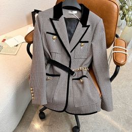 Blazer da donna Designer Suit Giacca cappotti vestiti Primavera Serie reticolo Mille uccelli Top