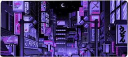 Dark Purple Japanese Anime Retro Vaporwave Mouse Mat Computer Pad for Lap Desk Mat Anime Mouse Pad Kawaii Large Gaming Pad