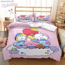 Cartoon Butter Printed Cover Set Bedding Set Cute Rabbit Duvet Cover Infantil Bedclothes Single Double Queen King Size L230704