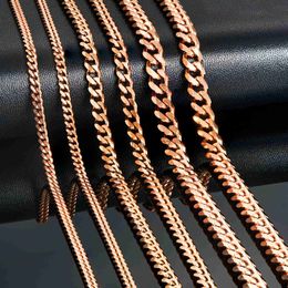 Pendant Necklaces 3.6mm/5mm/7mm/ Rose Colour Stainless Steel Cuban Link Chains Classic Women Girl Curb Necklace 14 to 30 Inches J230725