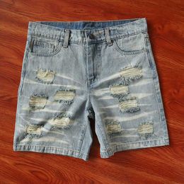 Designer Short Fashion Casual Clothing Hellstar Studios Denim Shorts Washed Heavy Duty Worn Denim Casual Short Sleeves