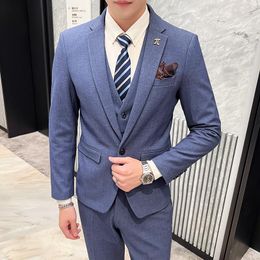 Men's Suits Fashion High-end Suit 3-piece Wedding Dress (jacket Vest Pants) British Style Business Office