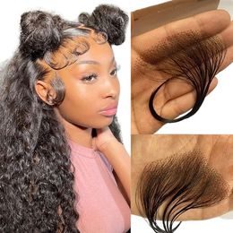 Bangs HD Lace Baby Hair Edge Stripes Human Hair Brazilian Invisible Natural Hairline for Black Women Reusable Hair Extensions 2-8pcs 230724