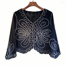 Women's Jackets Women Jacket V-neck Short Cardigan Little Shawl Cape Summer Sleeve Sequins Hollow Lace Dress