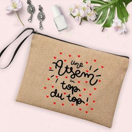Women Neceser Makeup Bag A Super Atsem Printed Toiletries Organizer Linen Zipper Pouch Cosmetic Bag Travel Best Gifts for Atsem