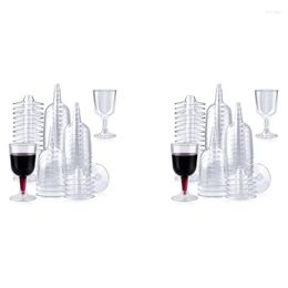 Disposable Cups Straws 100Pcs Clear Plastic Wine Glass Recyclable & Reusable For Champagne Dessert Beer Pudding Party