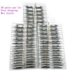 False Eyelashes Mikiwi Wholesale 50 pairs/bag 3D mink skin Unpacked full eyelash mink False eyelashes customized makeup box eyelash 230724