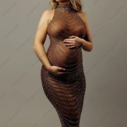 Umstandskleider Umstands-Pografie-Kleid Babyparty-Kleid Sexy glänzender Göttin-Bodysuit Schwangere Frau Po-Shooting-Requisiten 230724