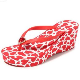 Slippers New Summer shoes Women Flip flops Fashion Heart Slope and Thick Sand Beach Slippers Platform Outdoor Casual women Slippers sh491 L230725