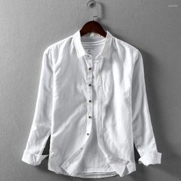 Men's Casual Shirts Cotton Linen Men Shirt Full Sleeve Slim Fit Dress For Quality Social Business Blouse Camisa Chemise TS-734