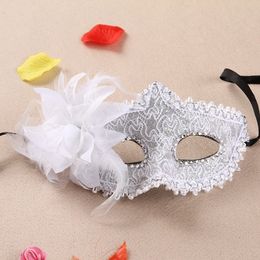 Girl Lady Princess Rhinestone Lace Flower Side Mask for Halloween Wedding Party Birthday Club Bar Carnival Easter