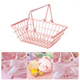 Pendant Lamps 2 Pcs Desk Table Shopping Basket Storage Bin Small Metal Baskets Toy Portable Containers Organizing Iron Handles Student