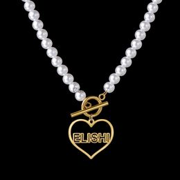 Pendant Necklaces Acheerup New Personalised Name Heart Women Necklace Stainless Steel Custom Bead Chain OT Buckle Pendant Jewellery Birthday Gift J230725