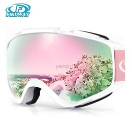 Ski Goggles Findway Adult Ski Goggles Double Layer Len Anti-fog 100% Anti-UV OTG Design Snow Goggles for Youth Outdoor Skiing HKD230725